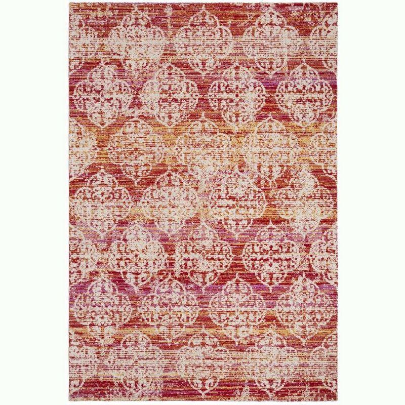 Reversible Medallion Red & Multi 4' x 6' Stain-Resistant Synthetic Area Rug