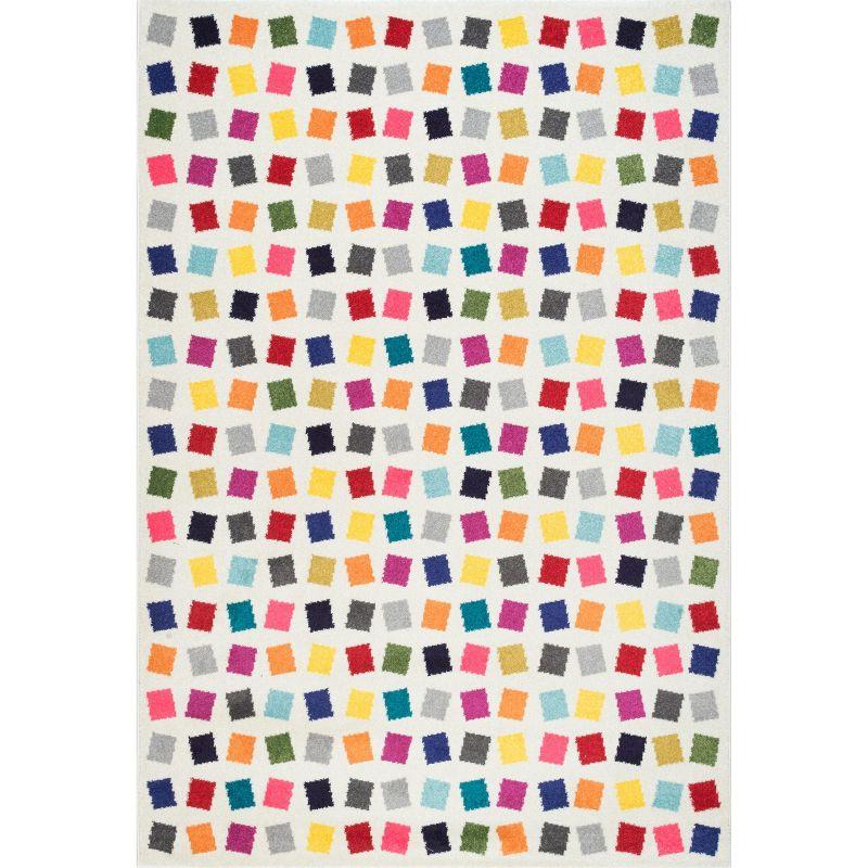 Colorful Geometric Multicolor Synthetic Rectangle Area Rug