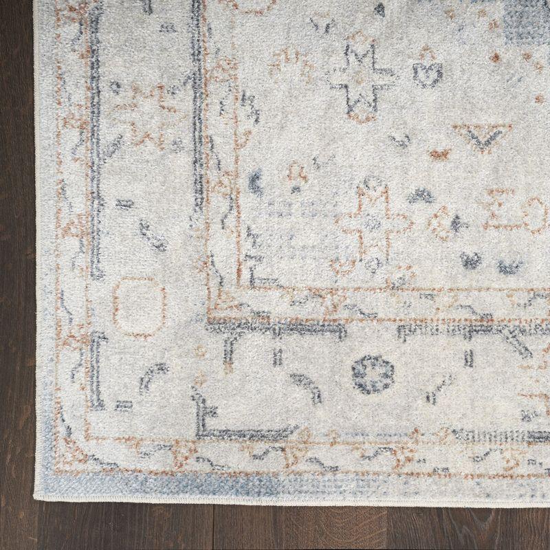 Nourison Astra Machine Washable Vintage Persian Indoor Bathroom, Kitchen Runner Rug Light Blue 2'2" x 10'