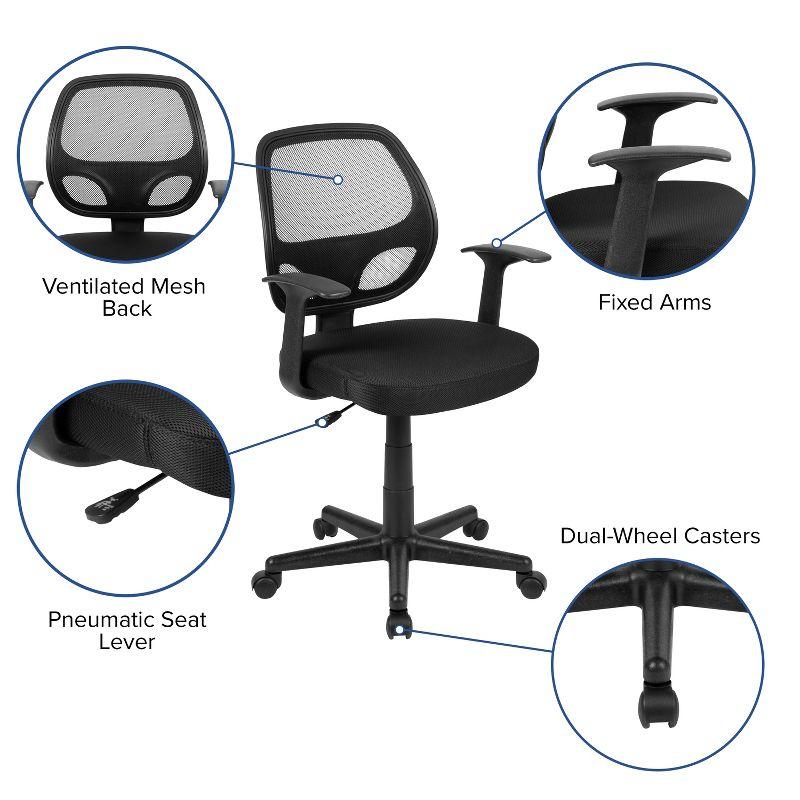 Flash Furniture Flash Fundamentals Mid-Back Mesh Swivel Ergonomic Task Office Chair with Arms