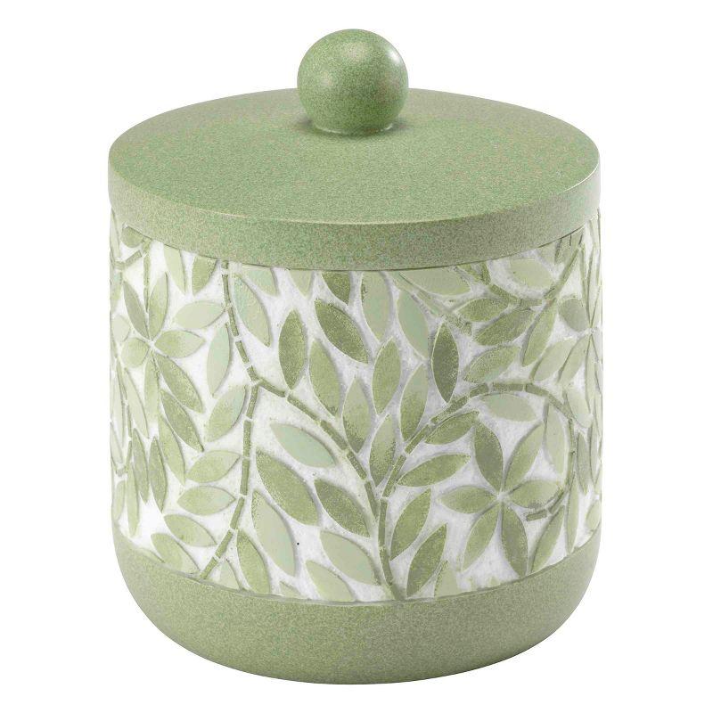 Green Leaf Pattern Resin Lidded Storage Box