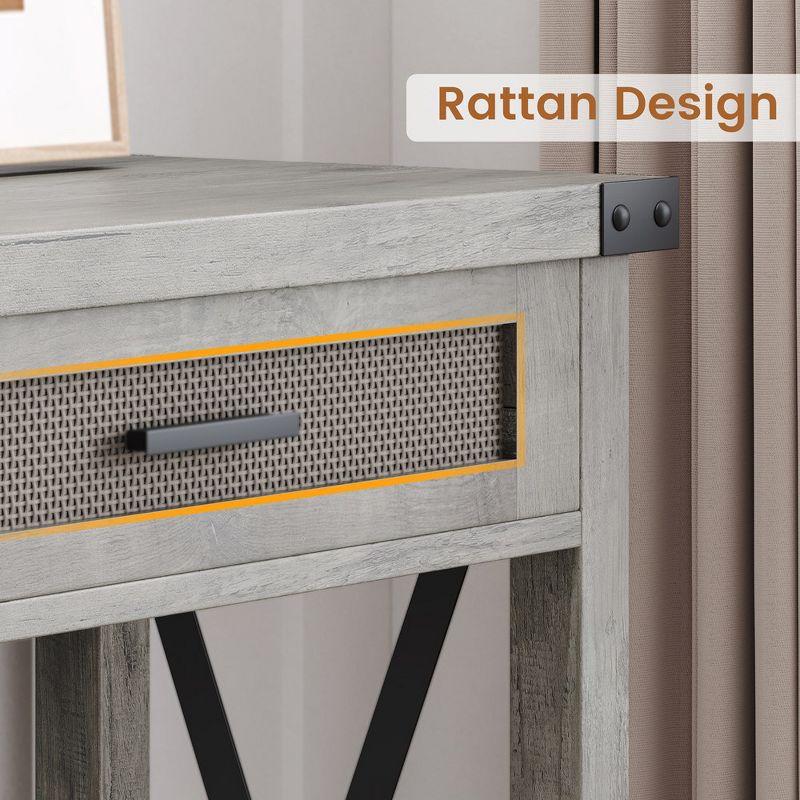 Garvee Farmhouse Entryway Table, Console Table with Rattan Drawers, 43" Sofa Table with Storage, Console Tables for Entryway, Living Room, Hallway