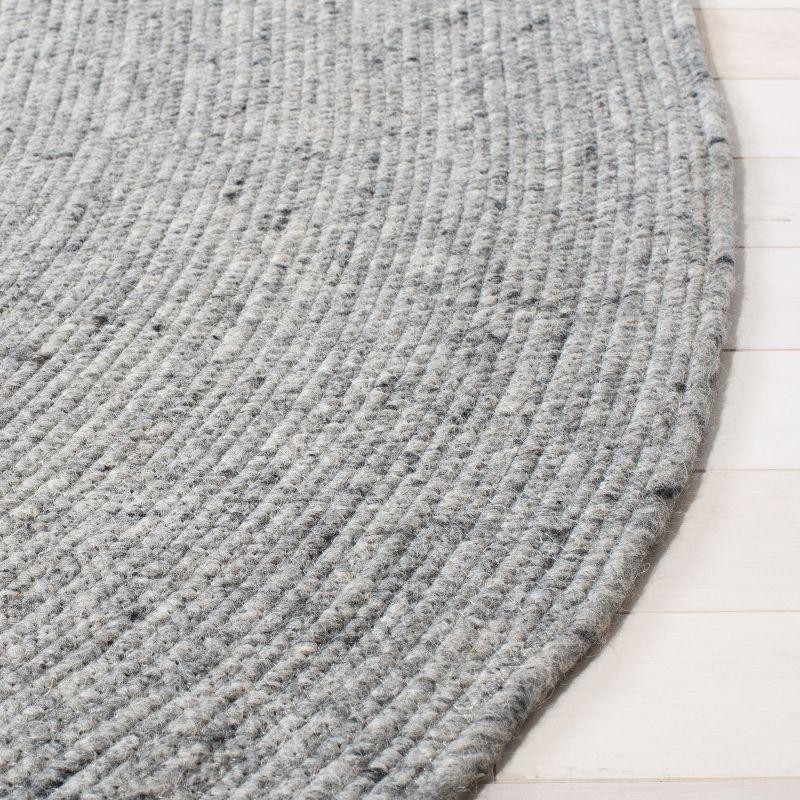 Gray 5' x 7' Oval Handmade Braided Wool Rug