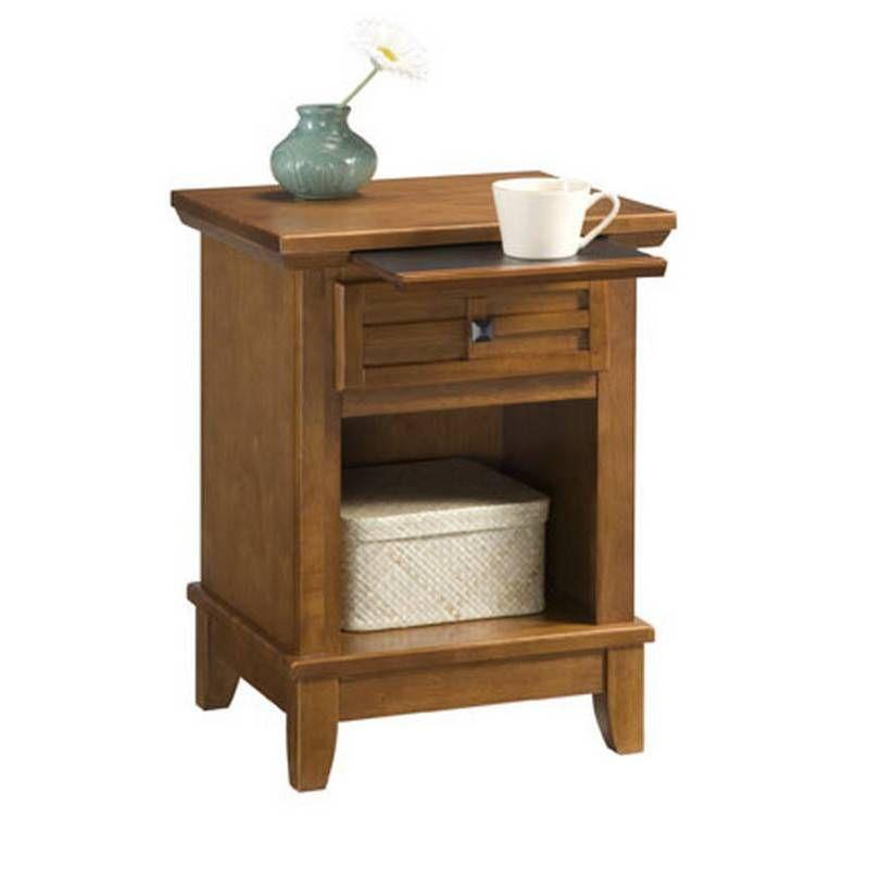 Arts & Crafts Nightstand Cottage Oak - Home Styles: Hardwood Bedside Table with Shelf, Pull-Out Tray