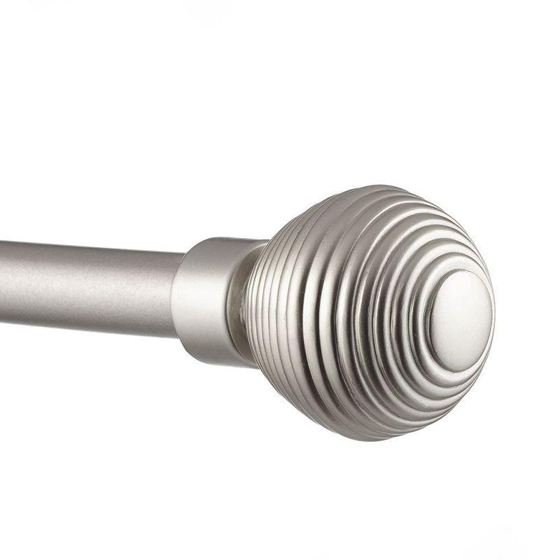 EXCLUSIVE HOME Modern Layer 1" Curtain Rod and Coordinating Finial Set, Matte Silver, Adjustable 36"-72"