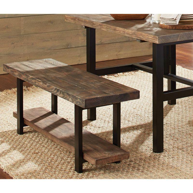 48" Pomona Solid Wood and Metal Entryway Bench Brown - Alaterre Furniture: Rustic Style, 2-Seater with Storage, Spot Clean