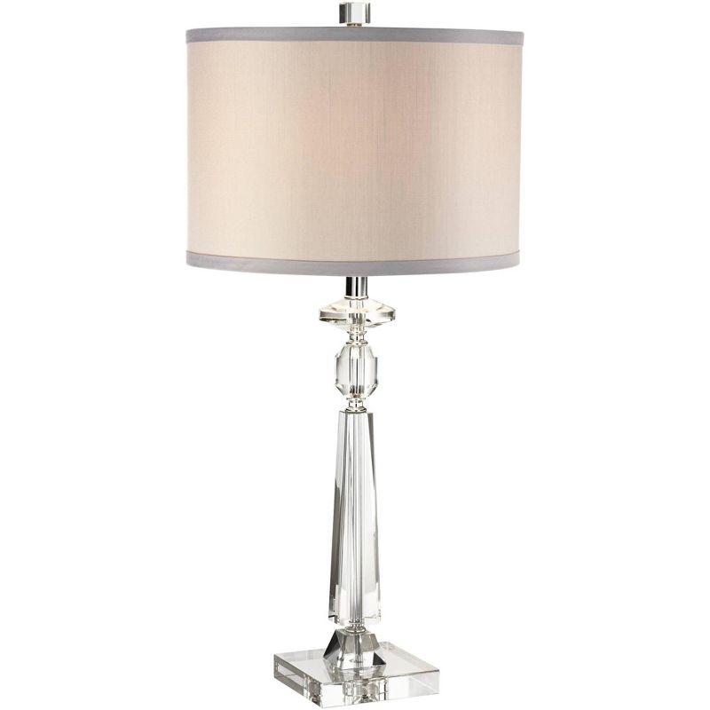 Vienna Crystal Table Lamp with Gray Drum Shade