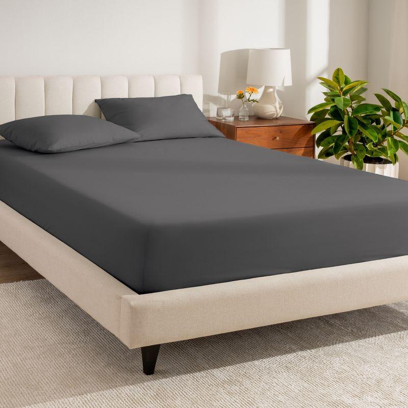 Bare Home 300 Thread Count Organic Cotton Percale Fitted Sheet