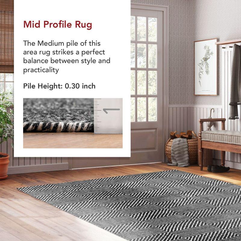 Nuloom Ago Geometric 3x5 Wool Accent Indoor Area Rug for Living Room Bedroom Dining Room Entryway Kitchen, Black/Ivory
