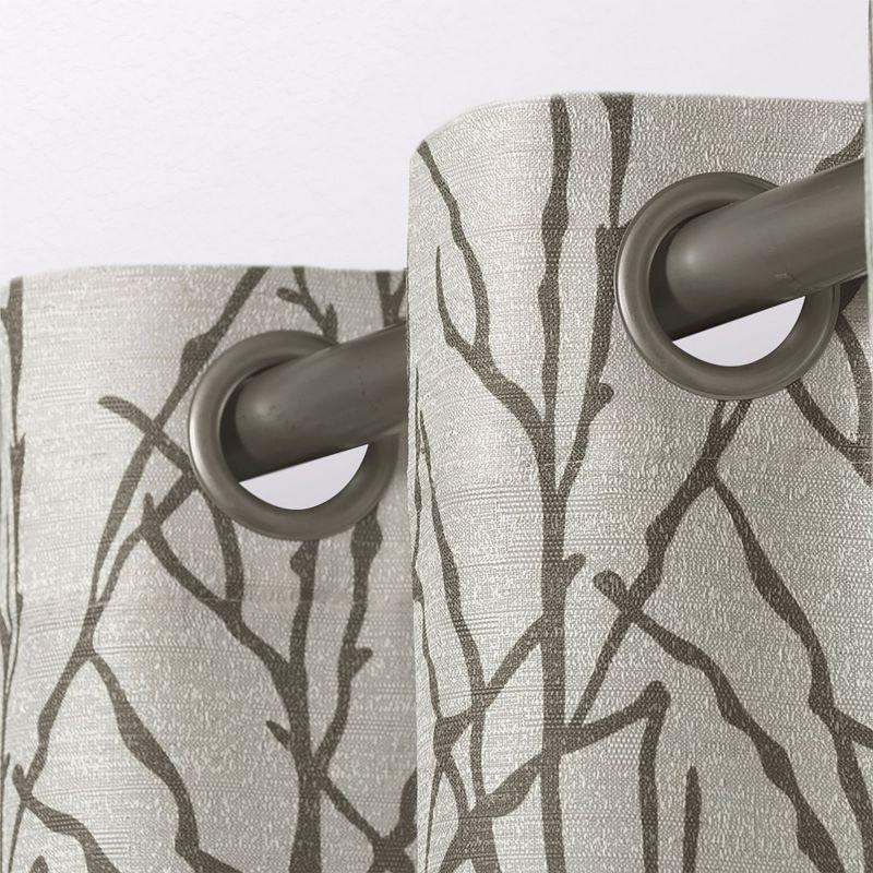 Set of 2 84"x54" Branches Linen Blend Grommet Top Window Curtain Panel Natural: Light Filtering, Botanical Design