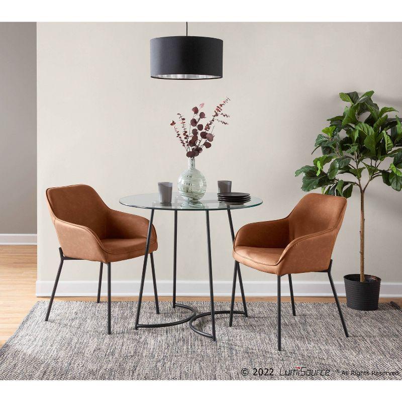 Set of 2 Daniella PU Leather/Steel Dining Chairs Black/Camel - LumiSource: Upholstered, Foam-Filled, Spot Clean
