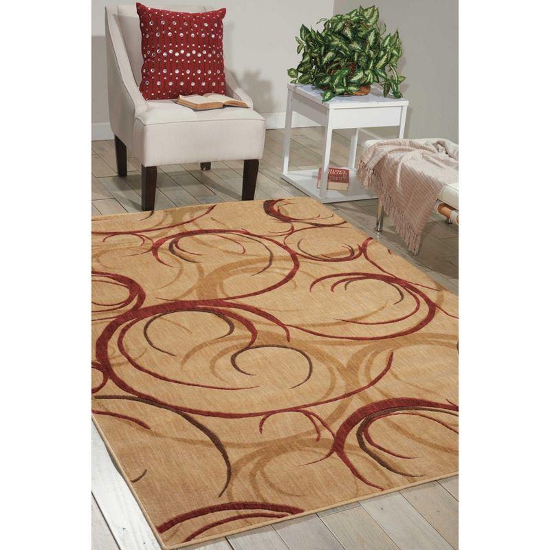 Handmade Red Synthetic Rectangular Rug with Latex Backing