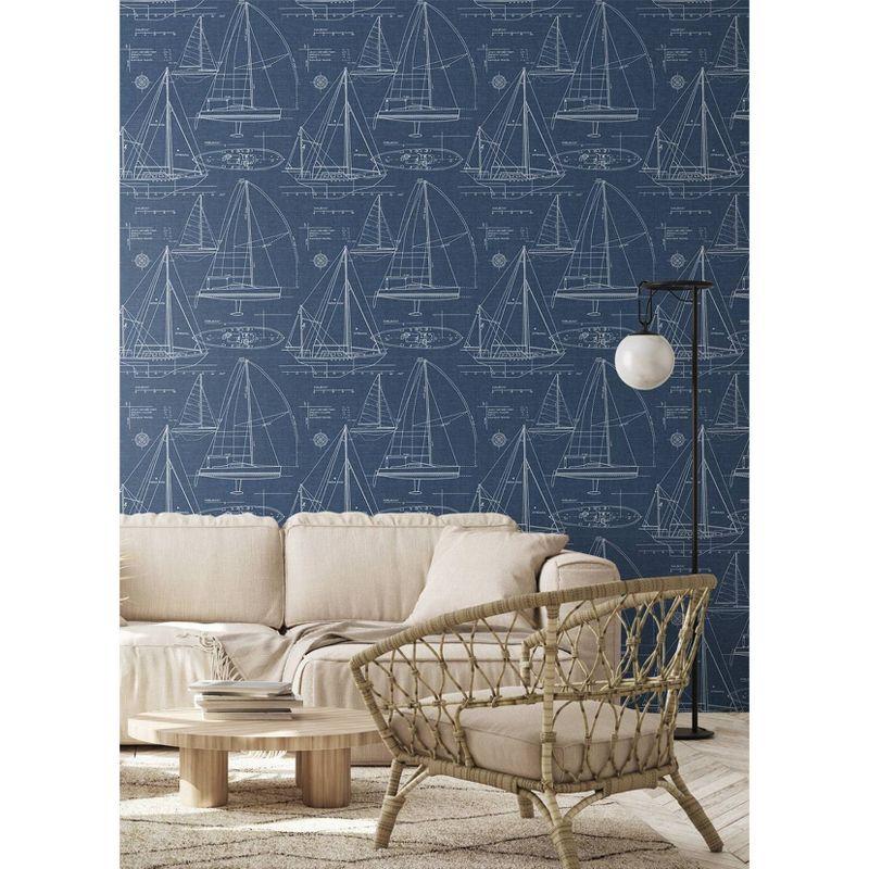 NextWall Navy Blue Yacht Club Peel and Stick Wallpaper