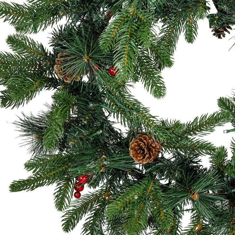 Sunnydaze 24" Diameter Indoor or Outdoor PVC Christmas Wreath with Pinecones and Berries - Traditional