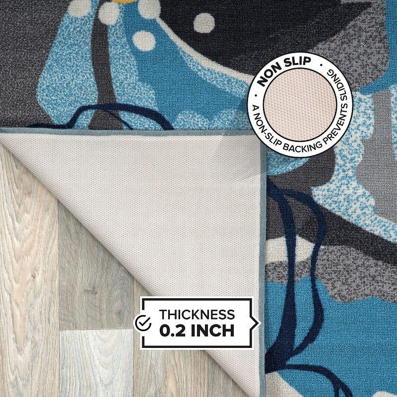 World Rug Gallery Modern Floral Non-Slip (Non-skid) Indoor Area Rug - Gray 5'3" x 7'3"