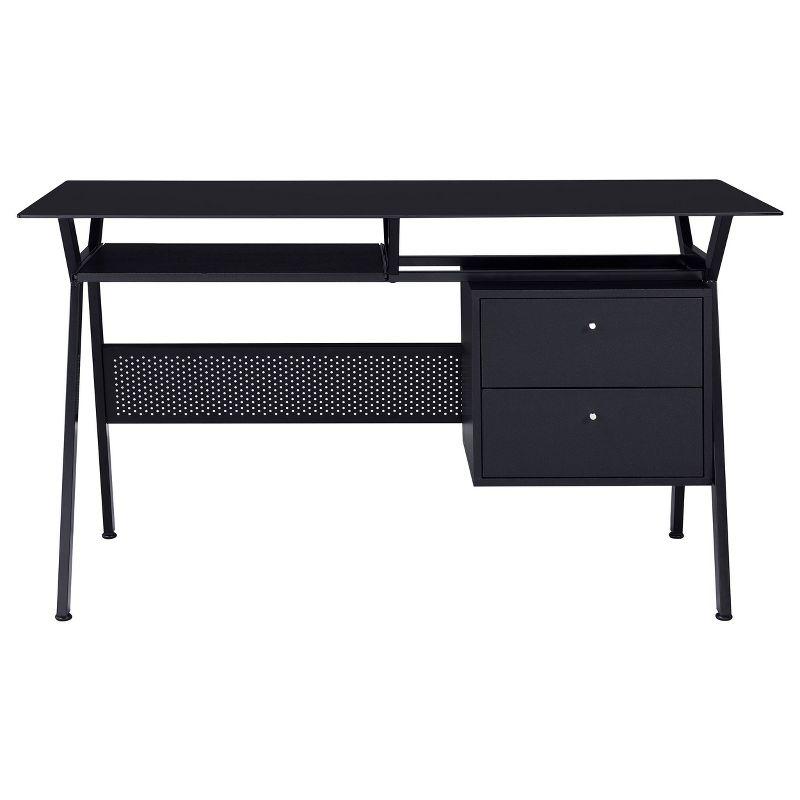 Weaving 2 Drawer Glass Top Computer Desk with Keyboard Tray Black - Coaster: 55" Office Workstation