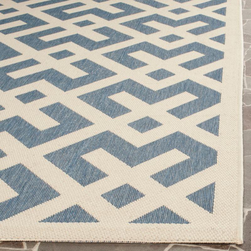 Blue/Bone Synthetic Flat Woven Reversible Runner Rug, 2'3" x 12'