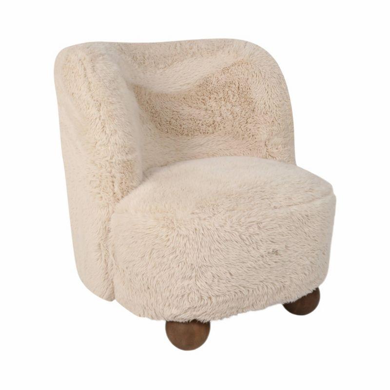 Sagebrook Home 32" Wood Round Ball Foot Accent Chair Ivory/Beige: Polyester Upholstery, Spot Clean