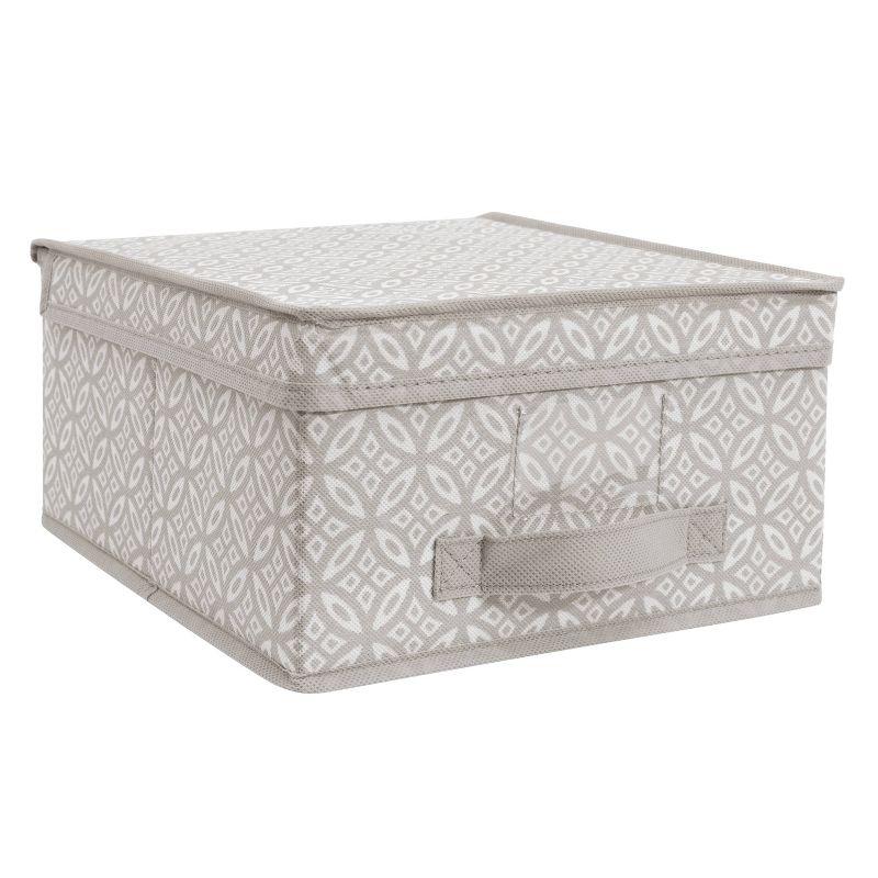 Simplify Medium Gray Boho Print Fabric Storage Box