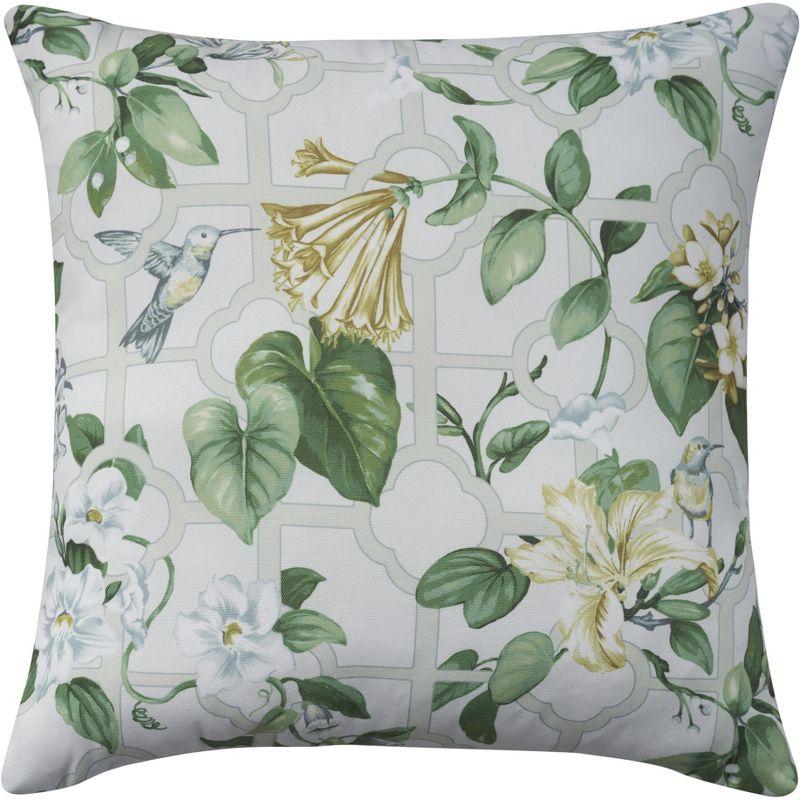 Waverly Treillage Ivory Floral 18" Square Throw Pillow