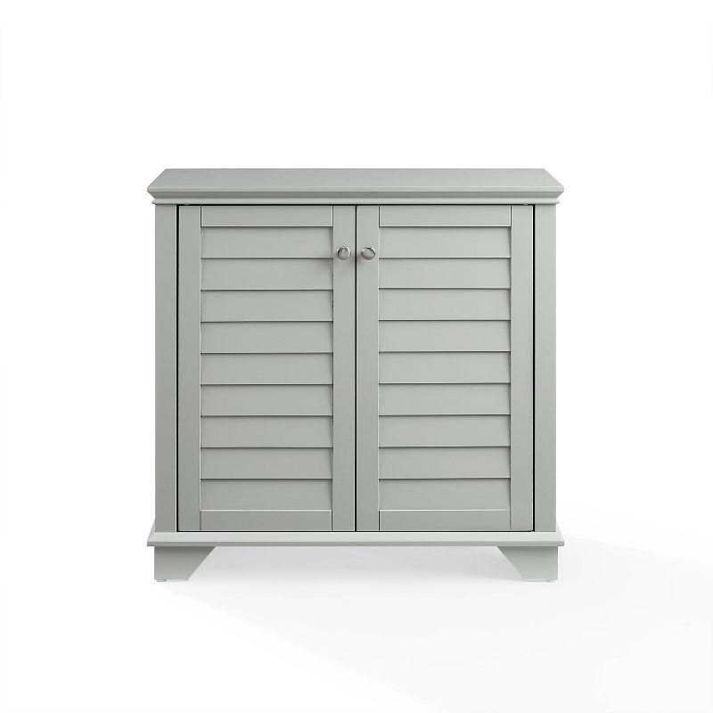 Gray Faux-Louvered Bathroom Storage Cabinet with Adjustable Shelves