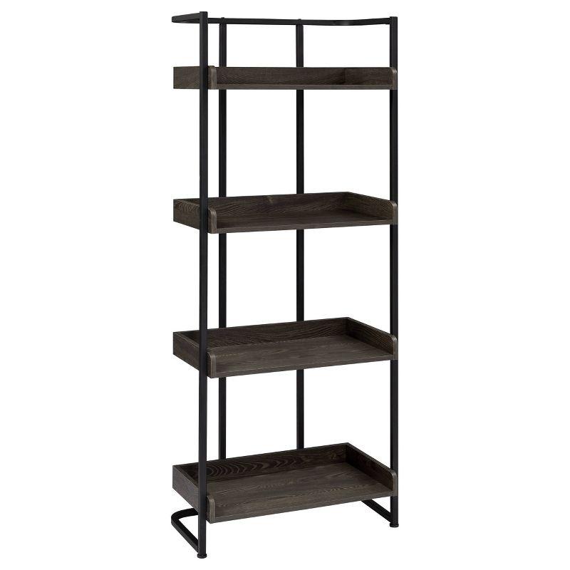67.5" Ember 4 Shelf Bookcase Dark Oak - Coaster: Modern Industrial Style, Melamine Veneer, Rounded Base