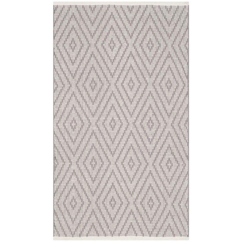 Coastal Charm Grey Ivory Cotton Geometric Area Rug 2'3" x 3'9"