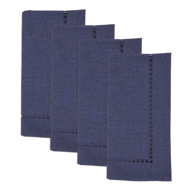 Navy Blue 20" Laser-Cut Hemstitch Polyester Napkin Set