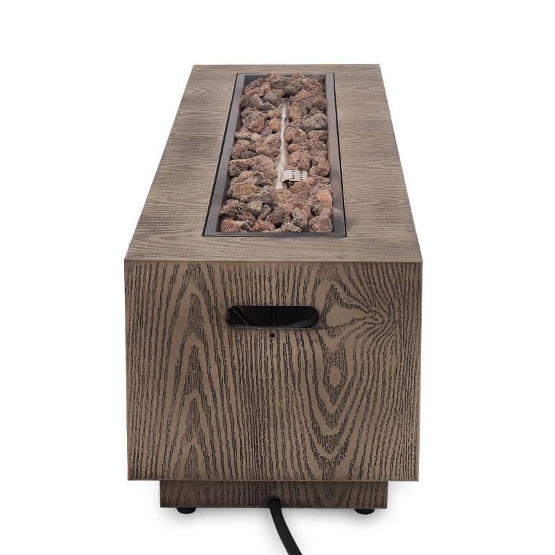 Christopher Knight Home Wellington Outdoor 50000 BTU Rectangular Fire Pit Wood Pattern Brown:  No Assembly, Push Button Ignition
