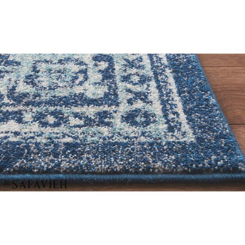 Reversible Blue and Ivory Square Synthetic Area Rug - 9'x9'