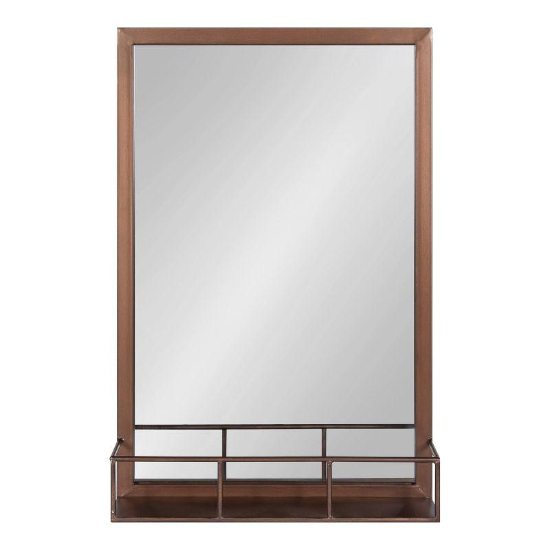20" x 30" Jackson Metal Framed Decorative Wall Mirror with Shelf Bronze - Kate & Laurel All Things Decor: Modern Rectangle