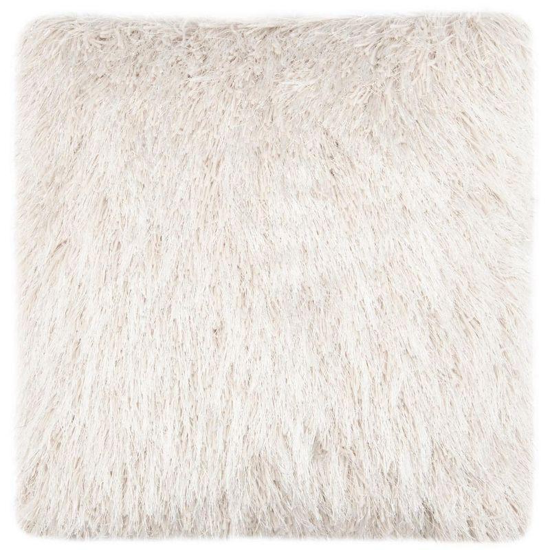 20'' Off-White Shag Plush Decorative Pillow