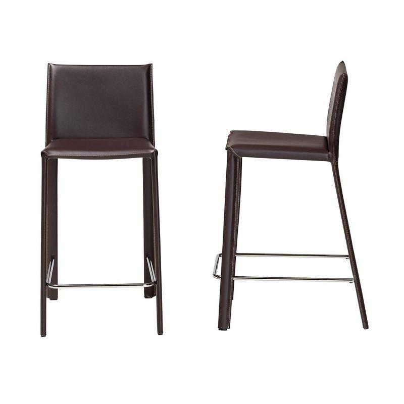 Set of 2 Crawford Leather Counter Height Stools - Baxton Studio