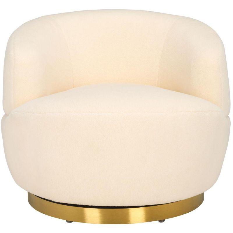 Flynn Faux Lamb Wool Swivel Chair - SFV4739 - Ivory/Gold - Safavieh Couture