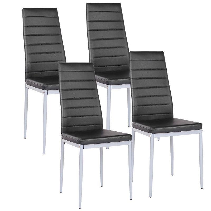 Costway Set of 4 PU Leather Dining Side Chairs Elegant Design Home Furniture White/Black/Brown