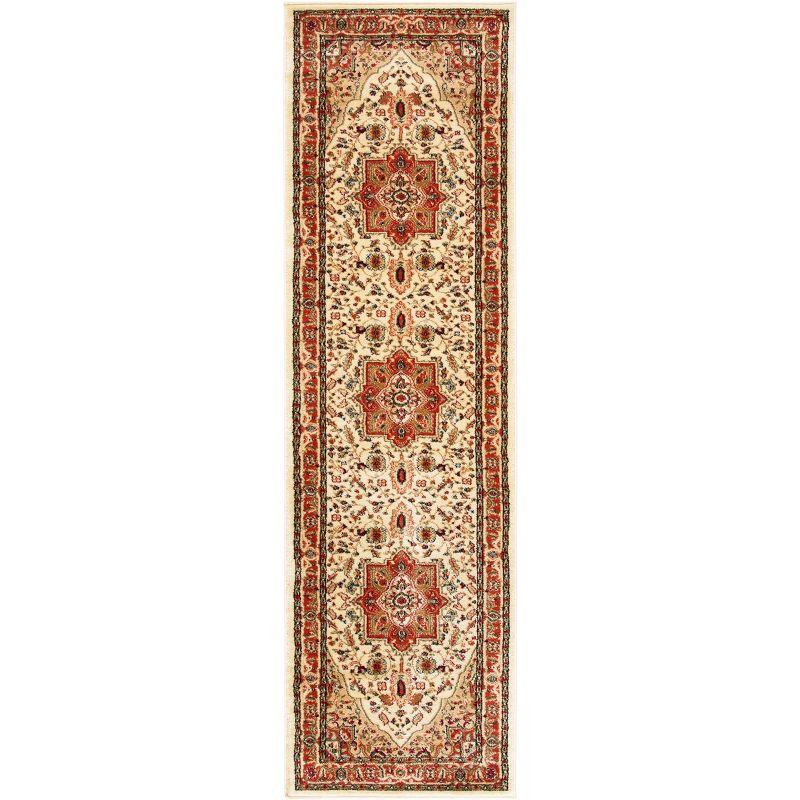 Elegant Ivory and Rust Hand-Knotted Synthetic Runner Rug - 27"x16"