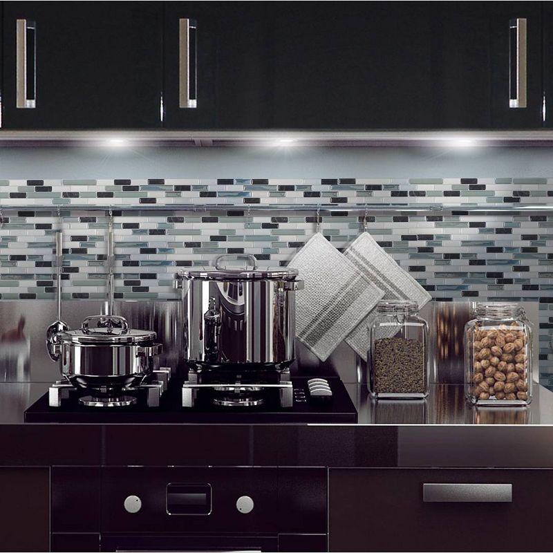 Smart Tiles Muretto Brina 4pk Peel and Stick 3D Backsplash: Vinyl Tile Paper for Kitchen & Bathroom Vanity, Washable Surface