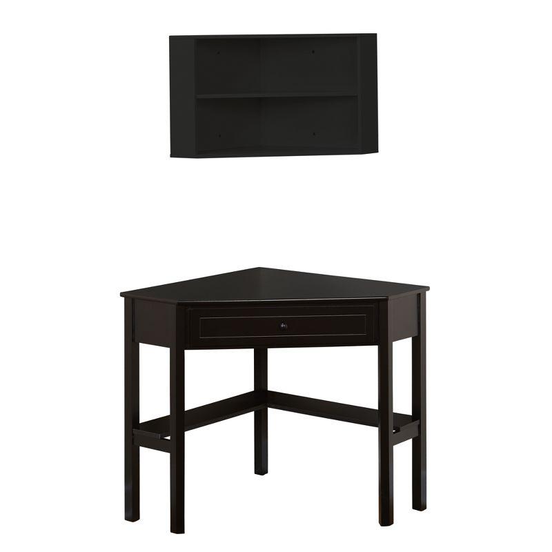 Corner Hutch - Black - Buylateral: MDF Laminated, Mid-Century Modern, Fixed Shelves