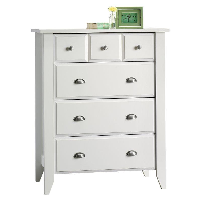 Soft White 4-Drawer Vertical Chest with Nickel Hardware