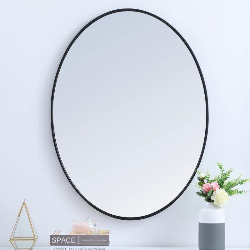 Elegant Lighting Metal frame oval mirror 40 inch in Black