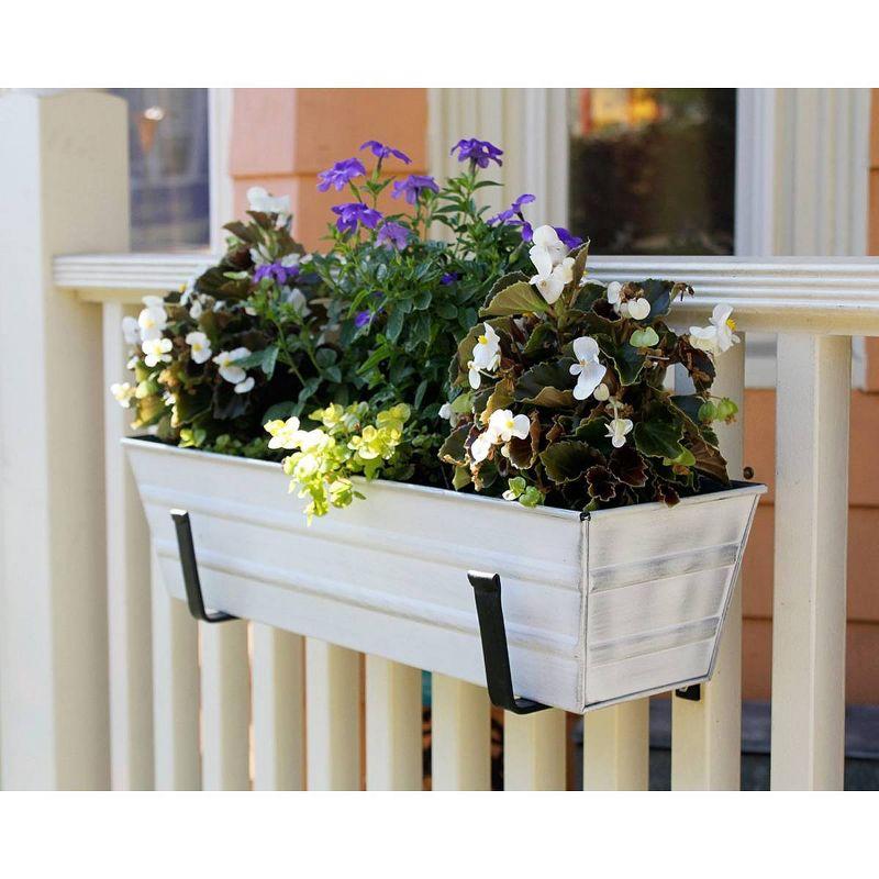 22" Galvanized Metal Rectangular Planter Box Cape Cod White - ACHLA Designs: Steel Construction, Wall-Mountable, Patina Finish