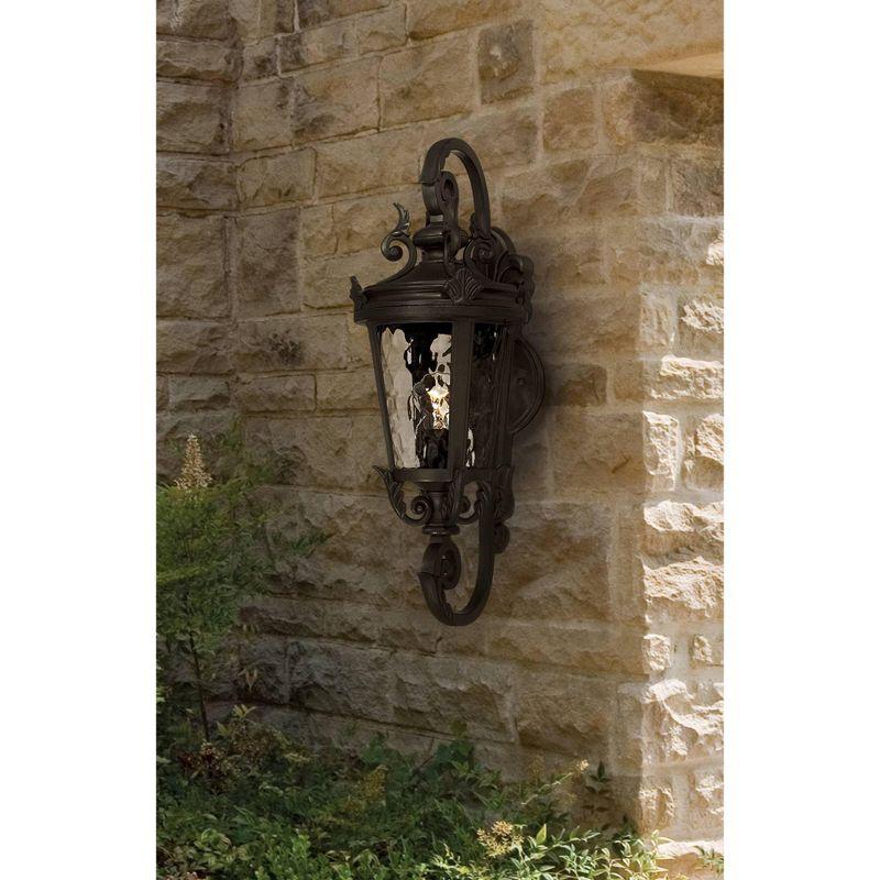 John Timberland Casa Marseille Vintage Rustic Outdoor Wall Light Fixture Black Scroll 19" Clear Hammered Glass for Post Exterior Barn Deck House Porch