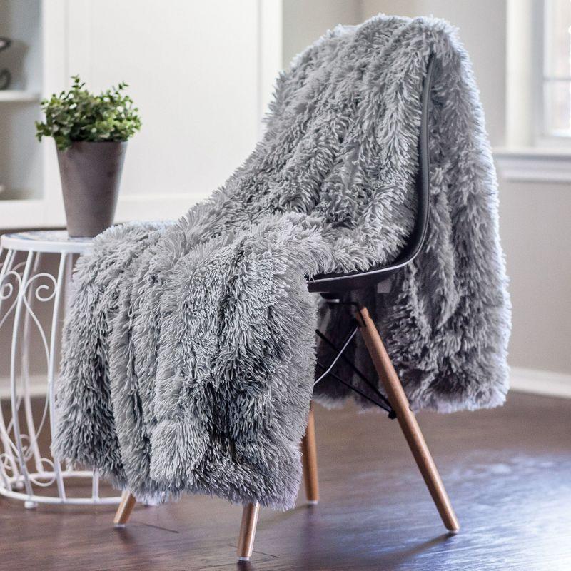 Chanasya Solid Faux Long Fur Fuzzy Throw Blanket