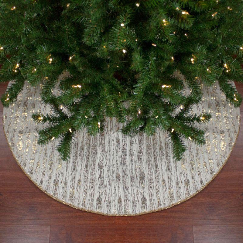 Northlight Seasonal 48" Ivory and Gold Wood Grain Pattern Christmas Tree Skirt