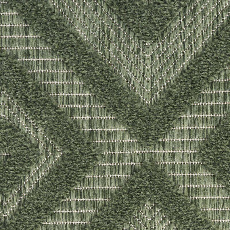 Nourison Versatile Diamond Geometric Flatweave Indoor Outdoor Area Rug Green 5' x 7'