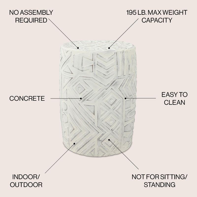 JONATHAN Y Rafi 17.75" Transitional Bohemian Geometric Drum Garden Stool, Cream