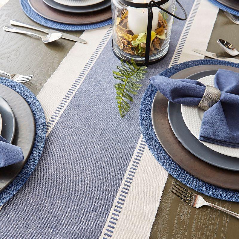 Design Imports  Ribbed Dobby Stripe Table Runner, French Blue, 13X72"