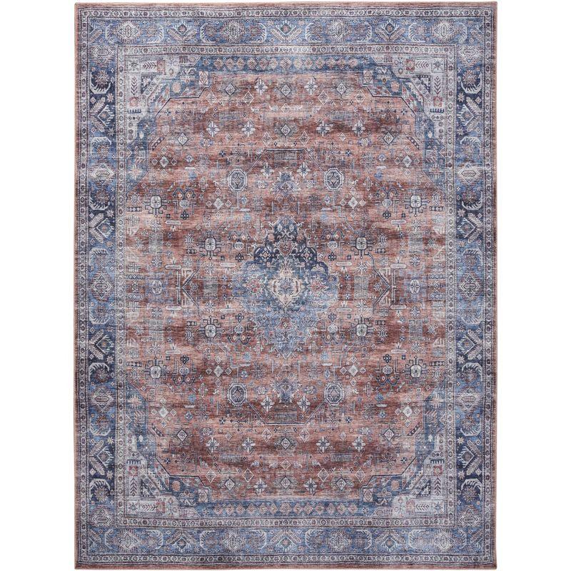 Nourison Washable Brilliance 7'10" x 9'10" Blue/Multi Vintage Indoor Rug