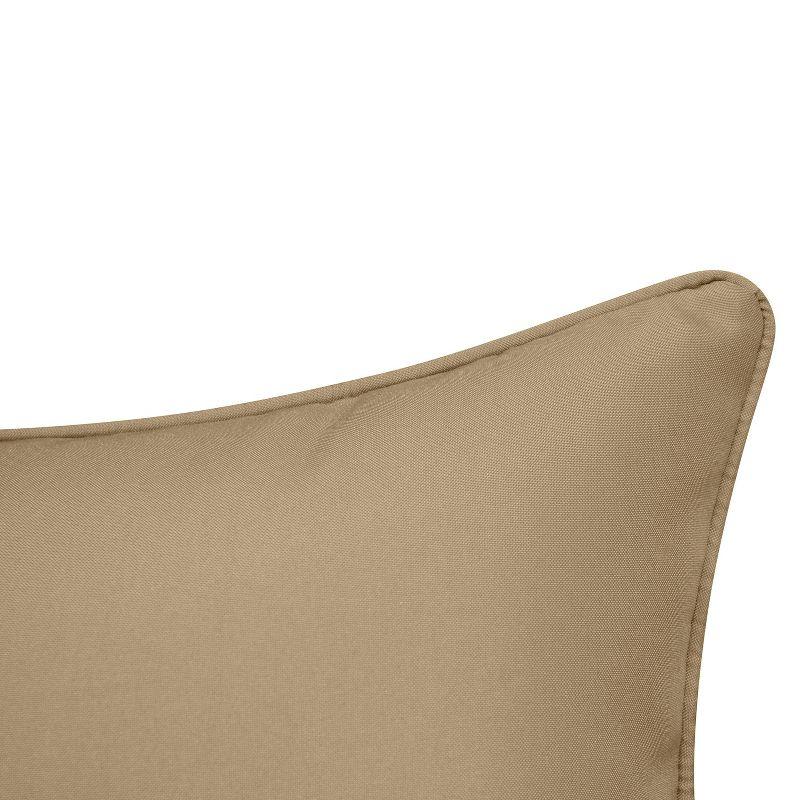 Embroidered Geometric Rattan Indoor/Outdoor Throw Pillow Khaki - Edie@Home: Weather-Resistant, Zipper Closure, Square Shape
