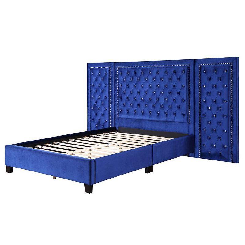 Damazy 86" King Bed Blue Velvet - Acme Furniture